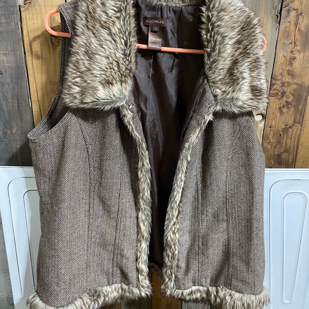 Multiples Black Faux Fur Vest